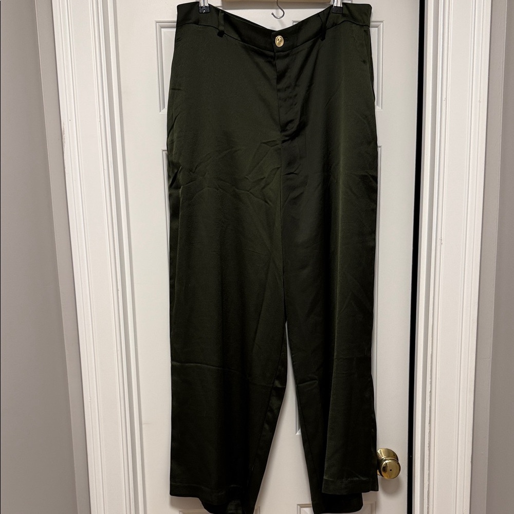 Eloquii Forest Green Wide Leg Trousers